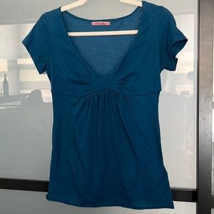 Blue Scoop Neck Cotton Top by Velvet